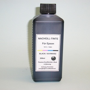 200 ml Tinta Preta para Epson T0711 T0891